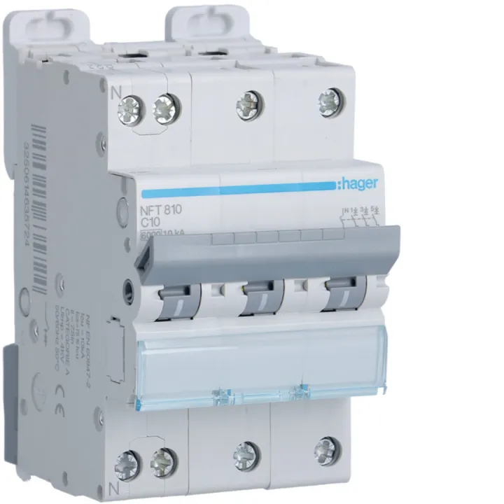 Disjoncteur 3P+N 6-10Ka Courbe C - 10A 3 Module