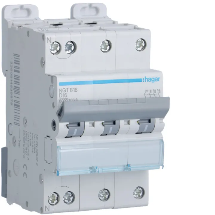 Disjoncteur 3P+N 6-10Ka Courbe D - 16A 3 Module