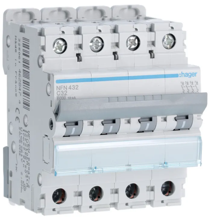 Disjoncteur 4P 6-10Ka Courbe C - 32A 4 Module