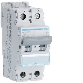 Disjoncteur 2P 6-10Ka Courbe C - 63A 2 Module
