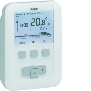 Thermostat Ambiance Programmable Digital Chauf Eau Chaude 2 Fils Sur 7J À Piles