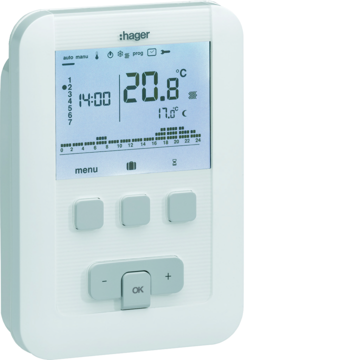 Thermostat ambiance programmable digital chauf eau chaude 2 fils