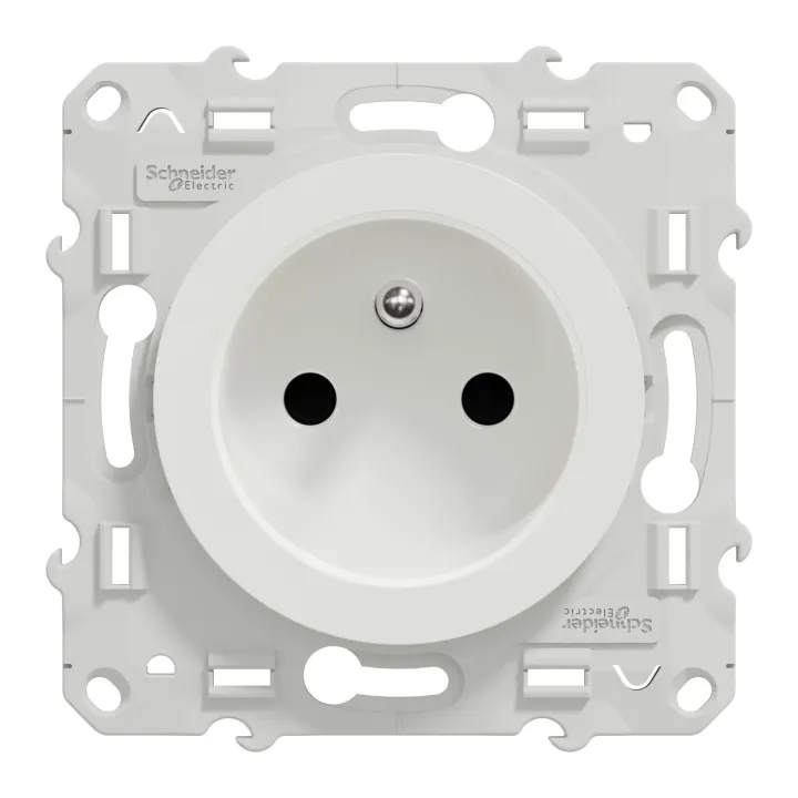 Odace - Prise De Courant 2P+T - Blanc - 4 Connexions Rapides Par Pôle