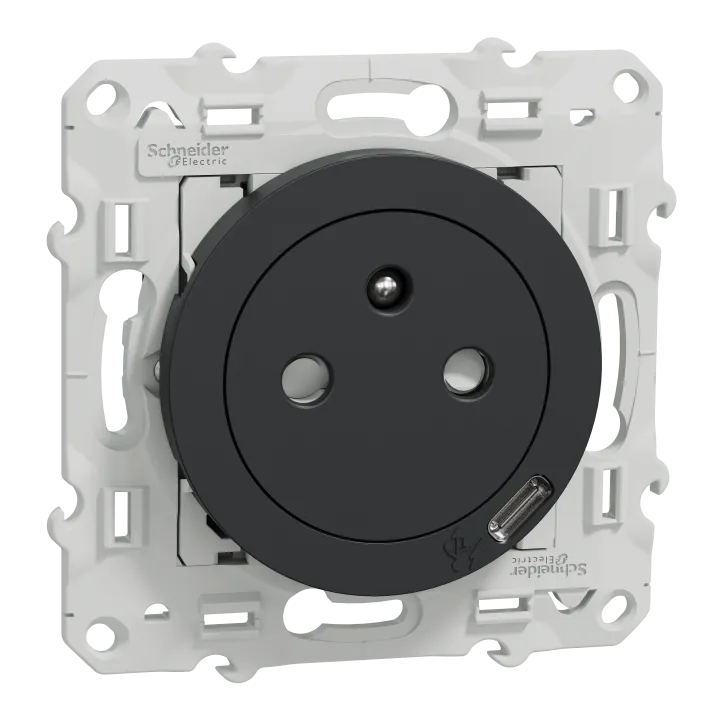 Odace - Prise Affleurante + Usb C10.5W - Anthracite