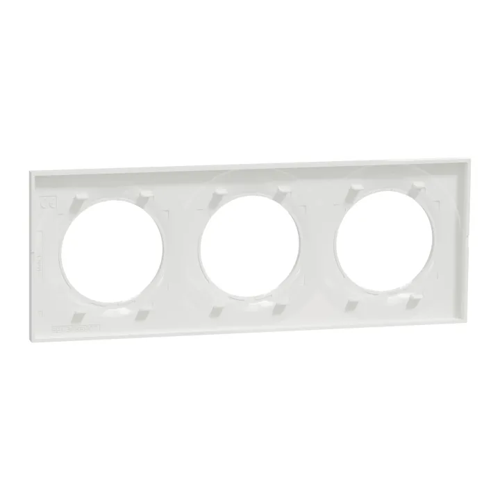 Odace Styl - Plaque 3 Postes Horizontaux Ou Verticaux Entraxe 71Mm Blanc