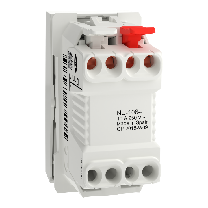 Unica - bouton-poussoir NO - 10A - connex rapide - 1 mod - Blanc - méca seul