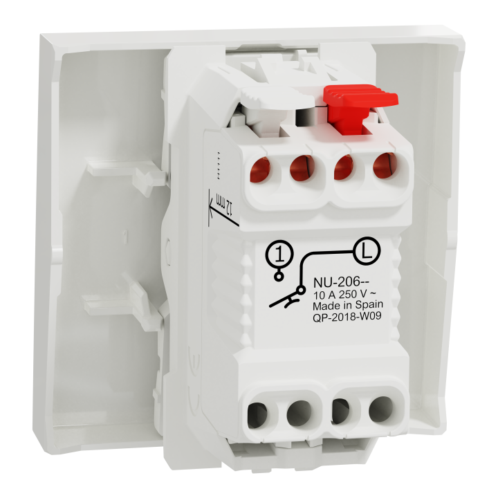 Unica - bouton-poussoir NO - 10A - connexion rapide - 2 mod - Blanc - méca seul