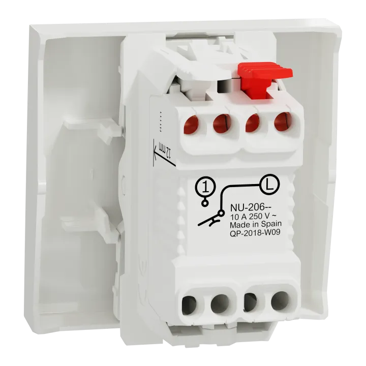 Unica - Bouton-Poussoir No - 10A - Connexion Rapide - 2 Mod - Blanc - Méca Seul