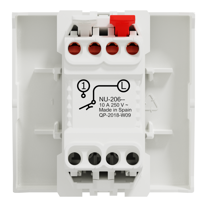 Unica - bouton-poussoir NO - 10A - connexion rapide - 2 mod - Blanc - méca seul