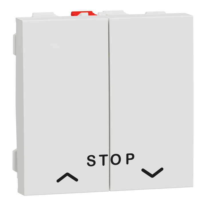 Unica - cde volet-roulant - double poussoir + STOP - 2 mod - Blanc - méca seul
