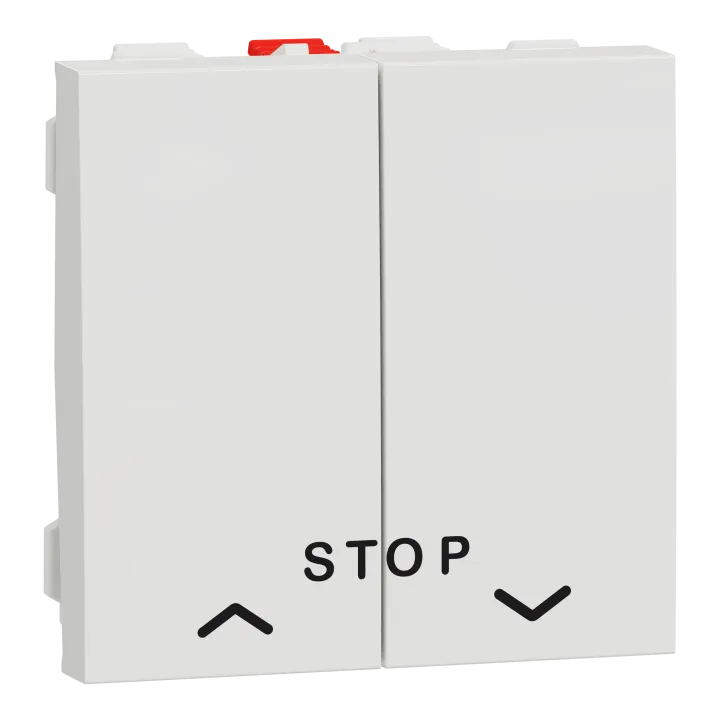 Unica - Cde Volet-Roulant - Double Poussoir + Stop - 2 Mod - Blanc - Méca Seul
