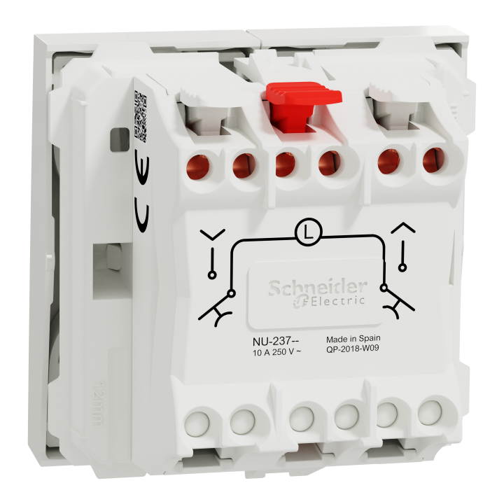 Unica - cde volet-roulant - double poussoir + STOP - 2 mod - Blanc - méca seul