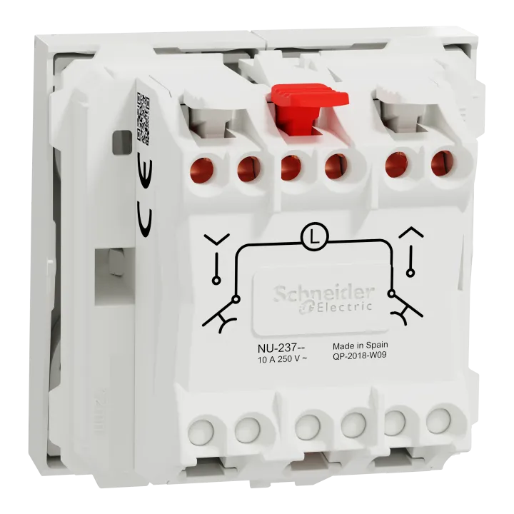 Unica - Cde Volet-Roulant - Double Poussoir + Stop - 2 Mod - Blanc - Méca Seul
