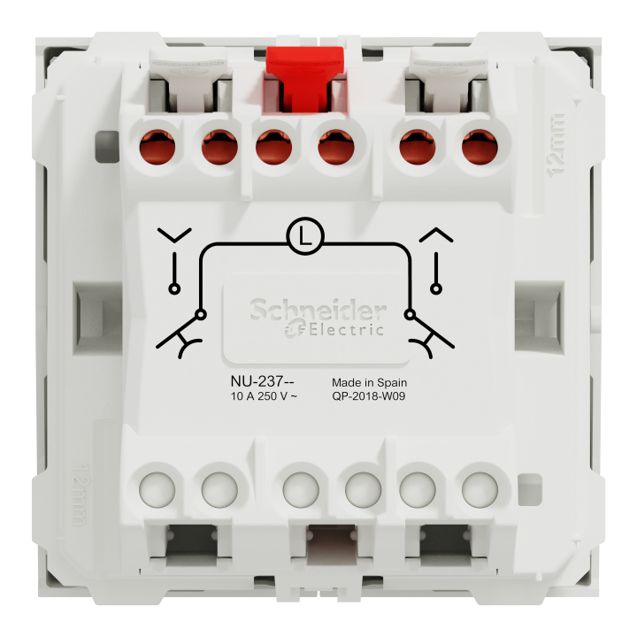Unica - cde volet-roulant - double poussoir + STOP - 2 mod - Blanc - méca seul
