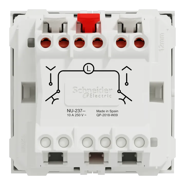 Unica - Cde Volet-Roulant - Double Poussoir + Stop - 2 Mod - Blanc - Méca Seul