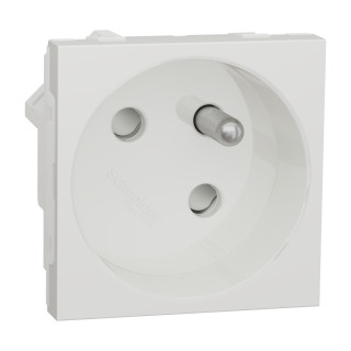 Unica - Prise 2P+T - Fr - 45° - Raccord Rapide Traversant - Blanc - Méca Seul