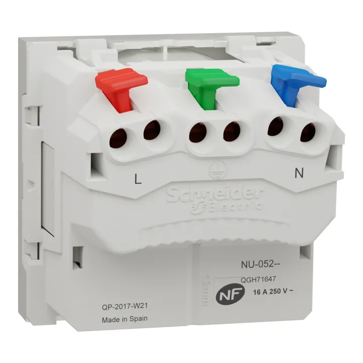 Unica - Prise 2P+T - Fr - 90° - Affleurant - Raccord Rapide - Blanc - Méca Seul