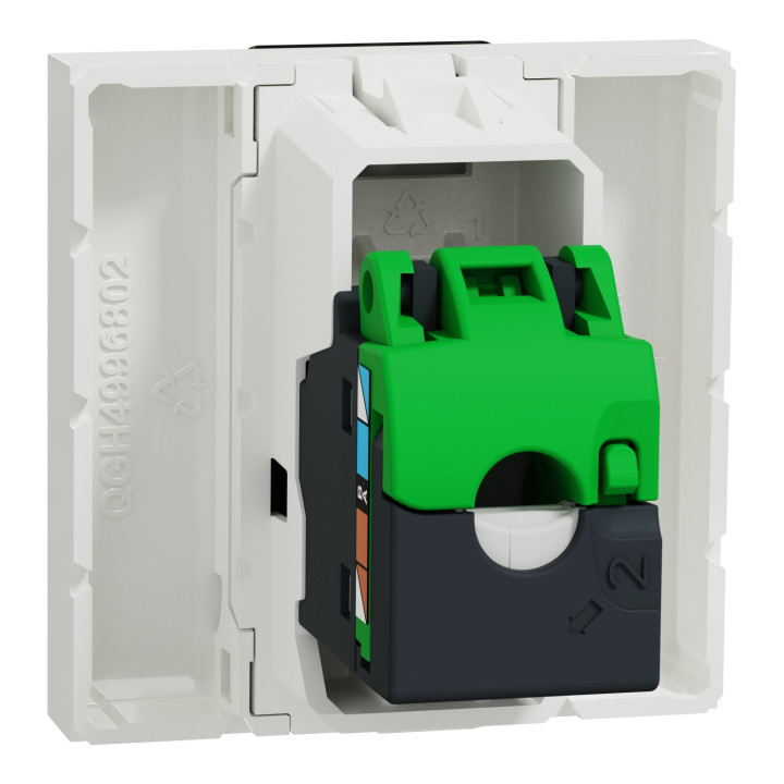 Unica - prise RJ45 simple - cat 6 FTP - 2 mod - Blanc - méca seul