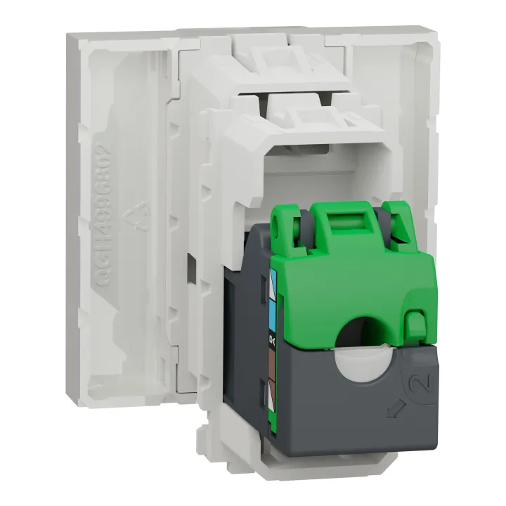 Unica - Prise Rj45 Simple - Cat 6A Blindé Stp Ftp - 2 Mod - Blanc - Méca Seul