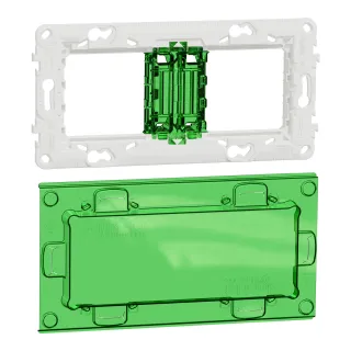 Unica - Support De Fixation 4 Mod / 2 Postes + Protection Chantier - Plastique