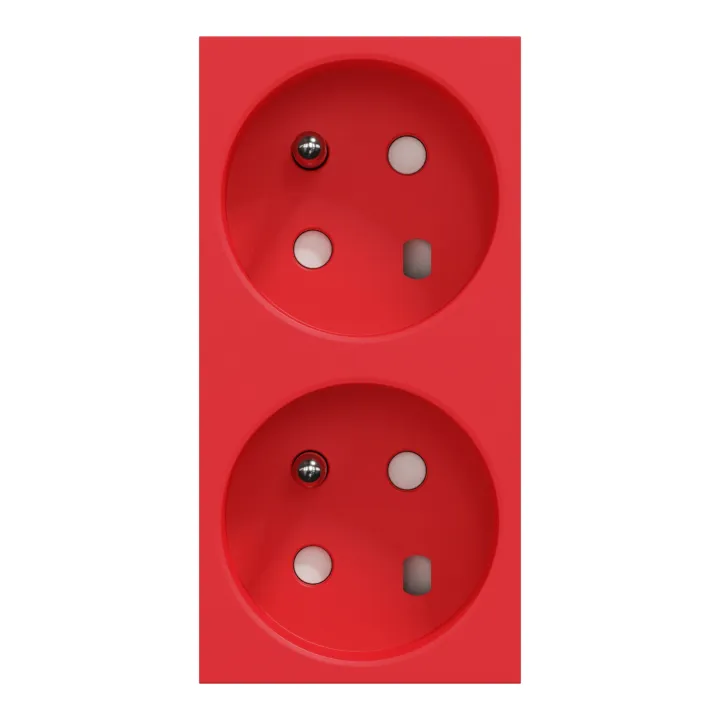 Unica - Prise Double 2P+T - Fr - 45° - Connex Rap - Détromp - Rouge - Méca Seul