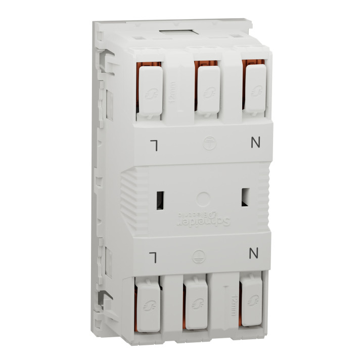 Unica - prise double 2P+T - FR - 45° - connexion rapide - Blanc - méca seul