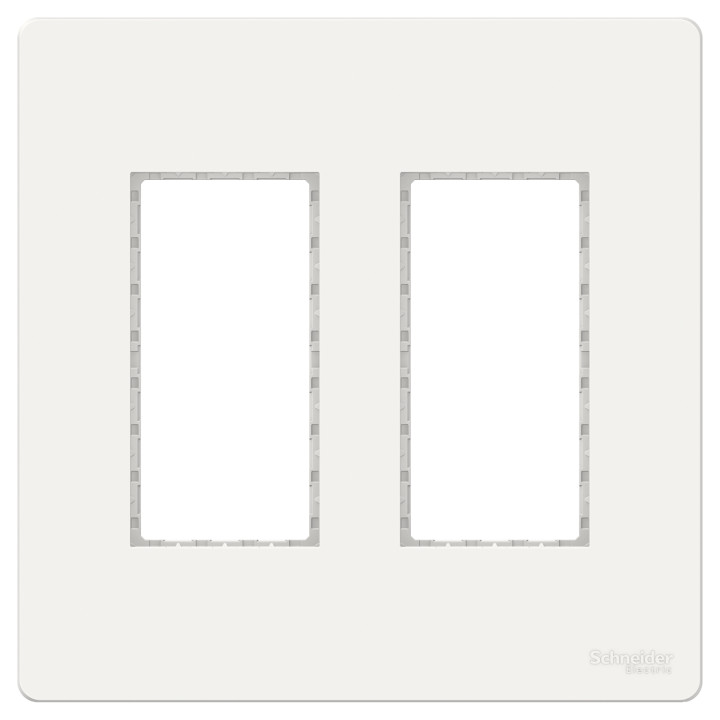 Unica - support + plaque boîte concentration - 2 col de 4 mod - Blanc