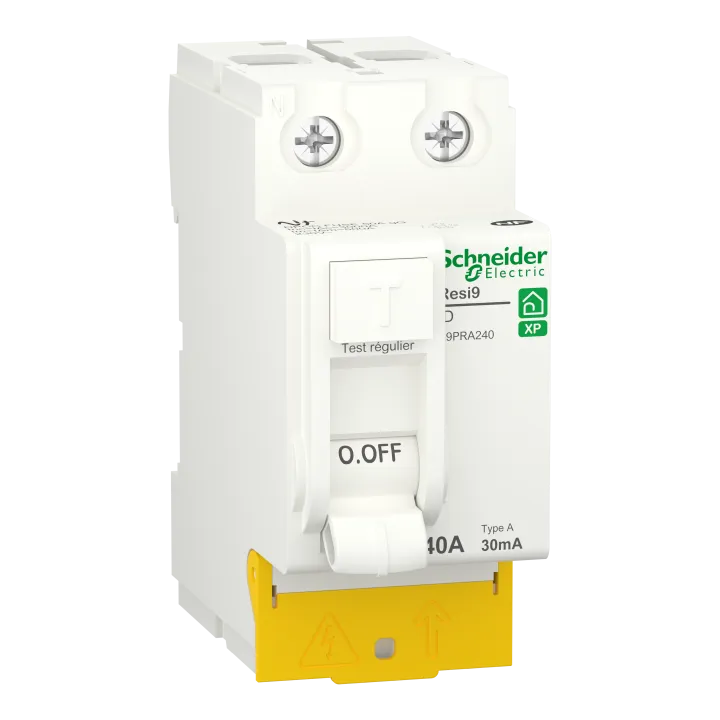 Resi9 - Inter Différentiel - 2P - 40A - 30Ma - Type A - Peignable - Alimentation Bas