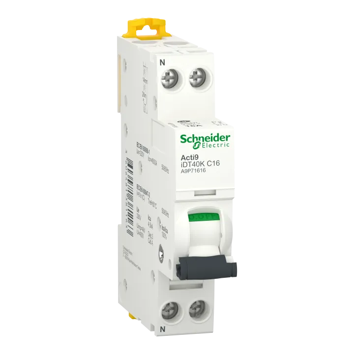 Acti9 Idt40K - Disjoncteur Modulaire - 1P+N - 16A - Courbe C - 4500A/4,5Ka