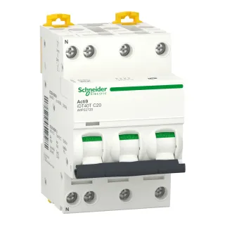 Acti9 Idt40T - Disjoncteur Modulaire - 3P+N - 20A - Courbe C - 4500A/6Ka