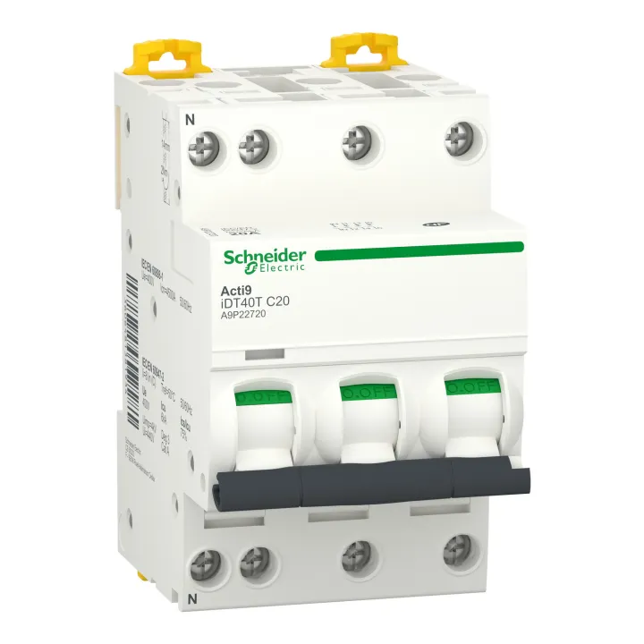 Acti9 Idt40T - Disjoncteur Modulaire - 3P+N - 20A - Courbe C - 4500A/6Ka