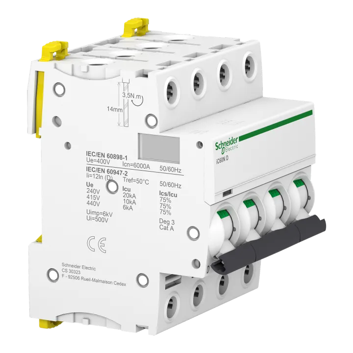 Acti9 Ic60N - Disjoncteur - 4P - 40A - Courbe D - 400Vca - 6000A/10Ka