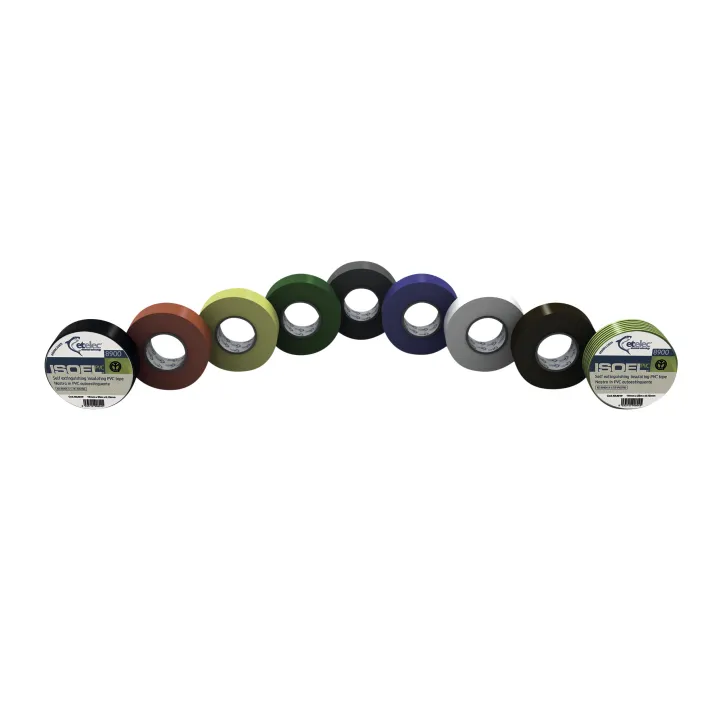 Ruban Adhésif Isolant Pvc, Ep. 0,15 Mm, 15 Mm X 10 M, 10 Rouleaux Assortis