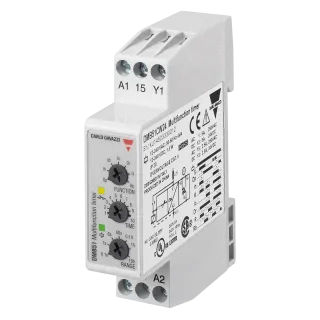 Relais Temporisé Multifonctions - 1Rt 5A 24Vcc/24...240Vca -0,1 S..100H - 17,5Mm Rail Din