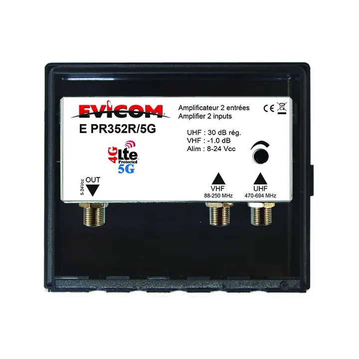 Préamplificateur Uhf Lte-5G 2 Entrées Uhf 30 Db Réglable + Couplage Vhf