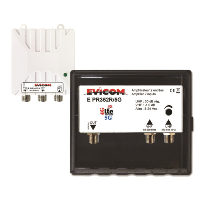 KIT PREAMPLIFICATEUR 30DB+ALIMENTATION 24VCC 2 SORTIES(*)