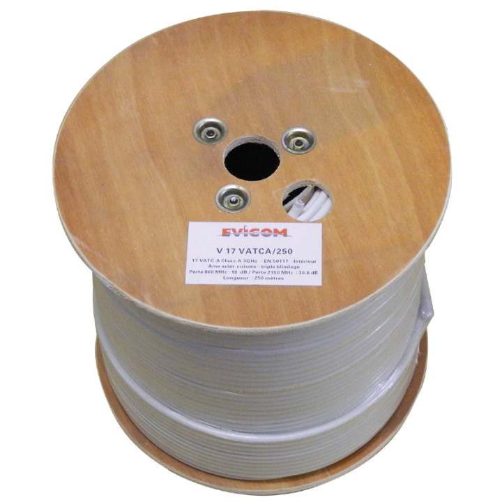 CABLE BLANC -17DB EN 250M (CLASSE A)-Au metre, se vend par 250
