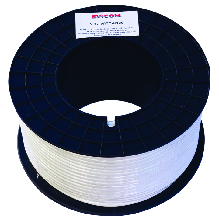 CABLE BLANC -17DB EN 100M (CLASSE A)-Au metre, se vend par 100