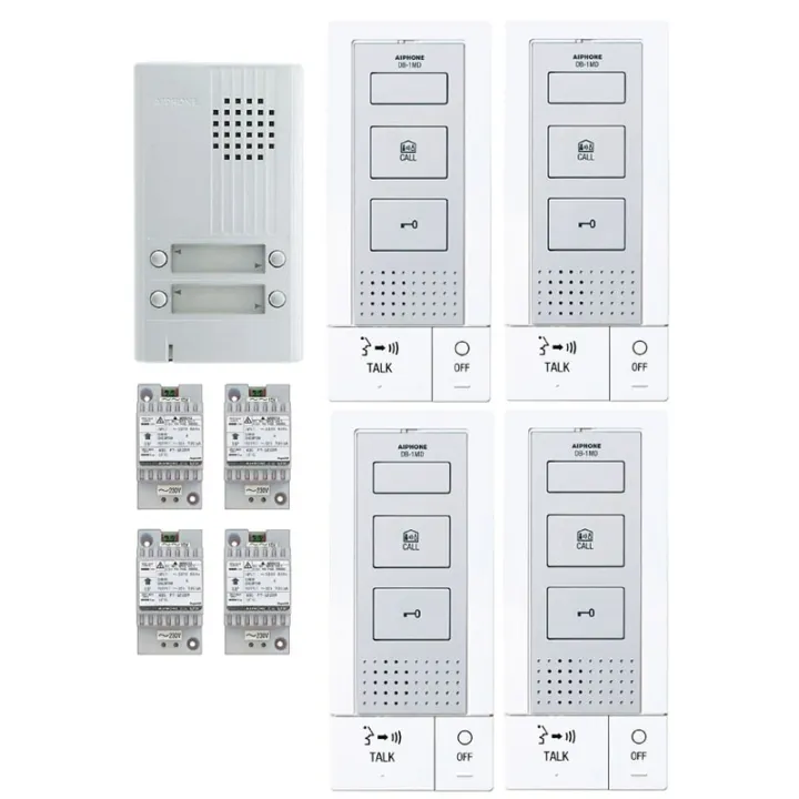Kit Audio 4 Bp, 4 Postes M. Libres Et 4 Alimentation (Da4Ds+4Xdb1Md+4Xpt1211Dr), 2 Fils