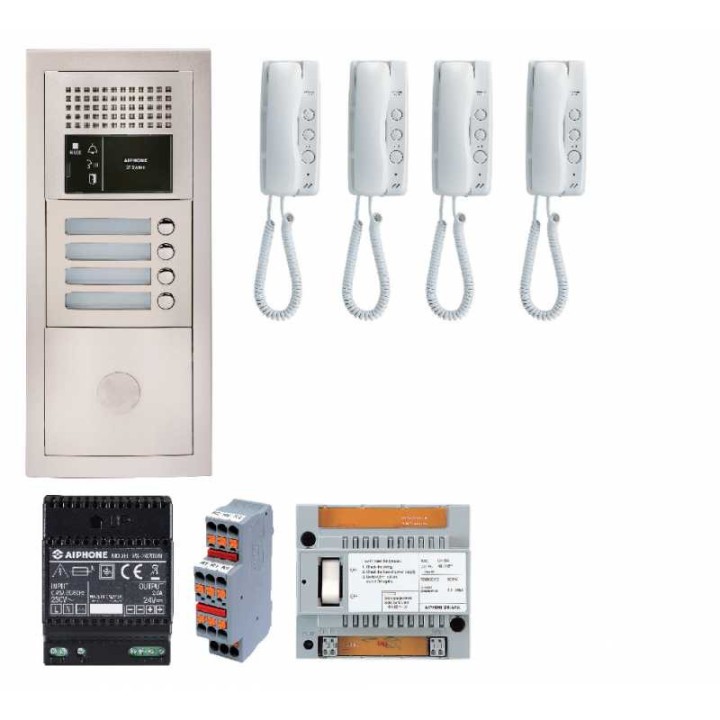 Kit Audio Bus 4 Bouton Poussoir Encastré Avec Module Pour T25/Vigik Centrale