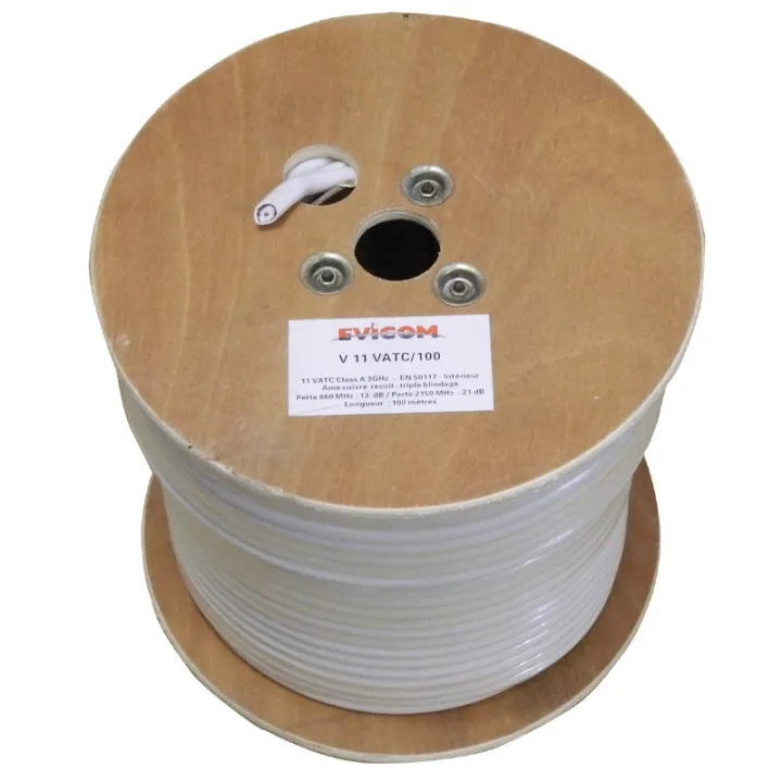 Câble de transfert PVC blanc 10.3 mm classe A  en touret de 100 m