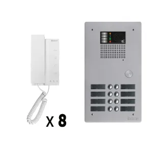 Kit Audio 8 Appels Bus G2P Avec Platine Monobloc Alu 2 Rangées 8 Boutons
