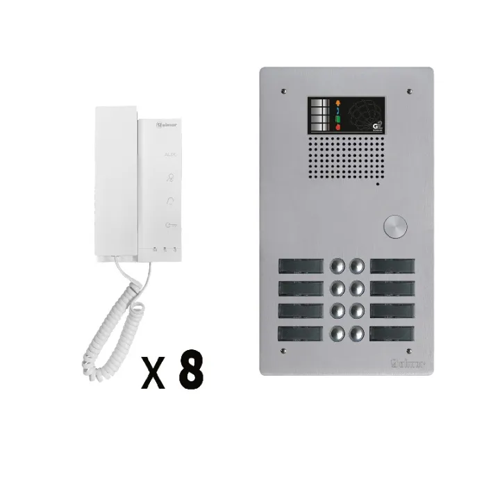 Kit Audio 8 Appels Bus G2P Avec Platine Monobloc Alu 2 Rangées 8 Boutons