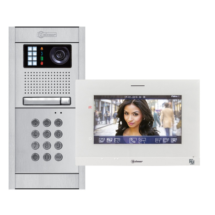 Kit vidéo encastré NEXA Alu+clav codé 1 appel monit ART7H 7''