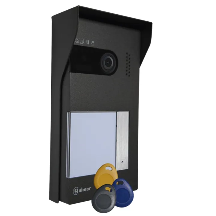 Platine Kit Soul Zamac Vidéo + Visière 1 Bouton. Cont. Accès+5 Badges (+2Prog.)