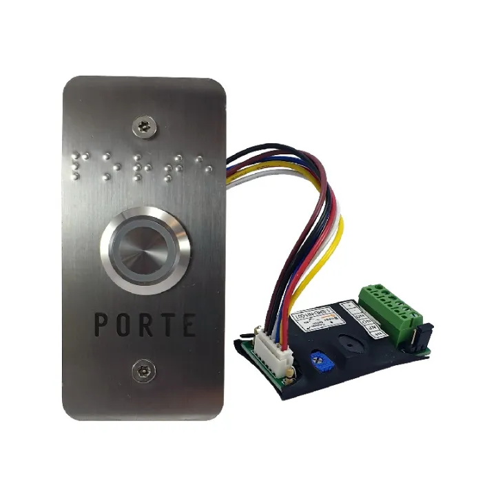 Bouton De Sortie No(Temp.)/Nf Éclairé Pmr Avec Façade Inox 40X85 Mm