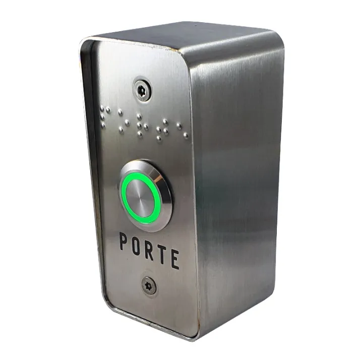 Bouton De Sortie Saillie No(Temp.)/Nf Éclairé Pmr Avec Façade Inox 40X85 Mm