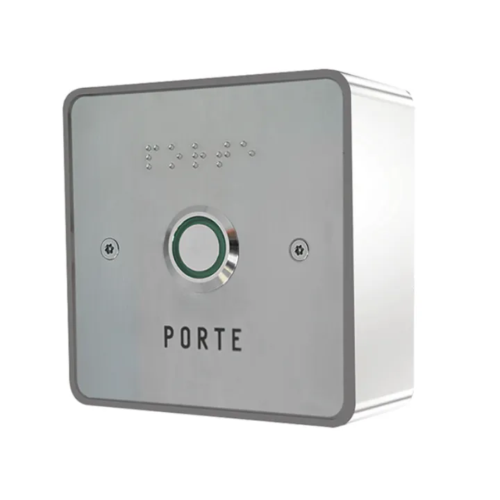 Bouton De Sortie Saillie No(Temp.)/Nf Éclairé Pmr Avec Façade Inox 85X85 Mm