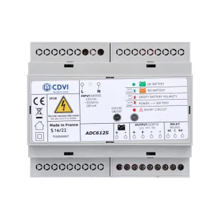 Alimentation à découpage 12V DC 5A secourable 7Ah • 6 modules rail DIN protégés