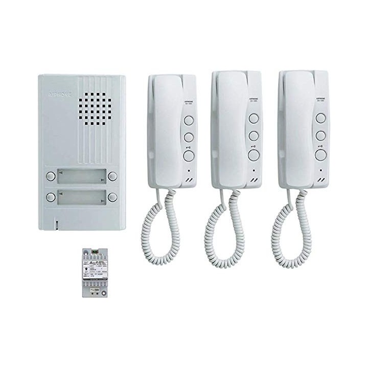 Kit Audio Platine Alu Saillie 4 Boutons, 3 Combinés Et 1 Transfo